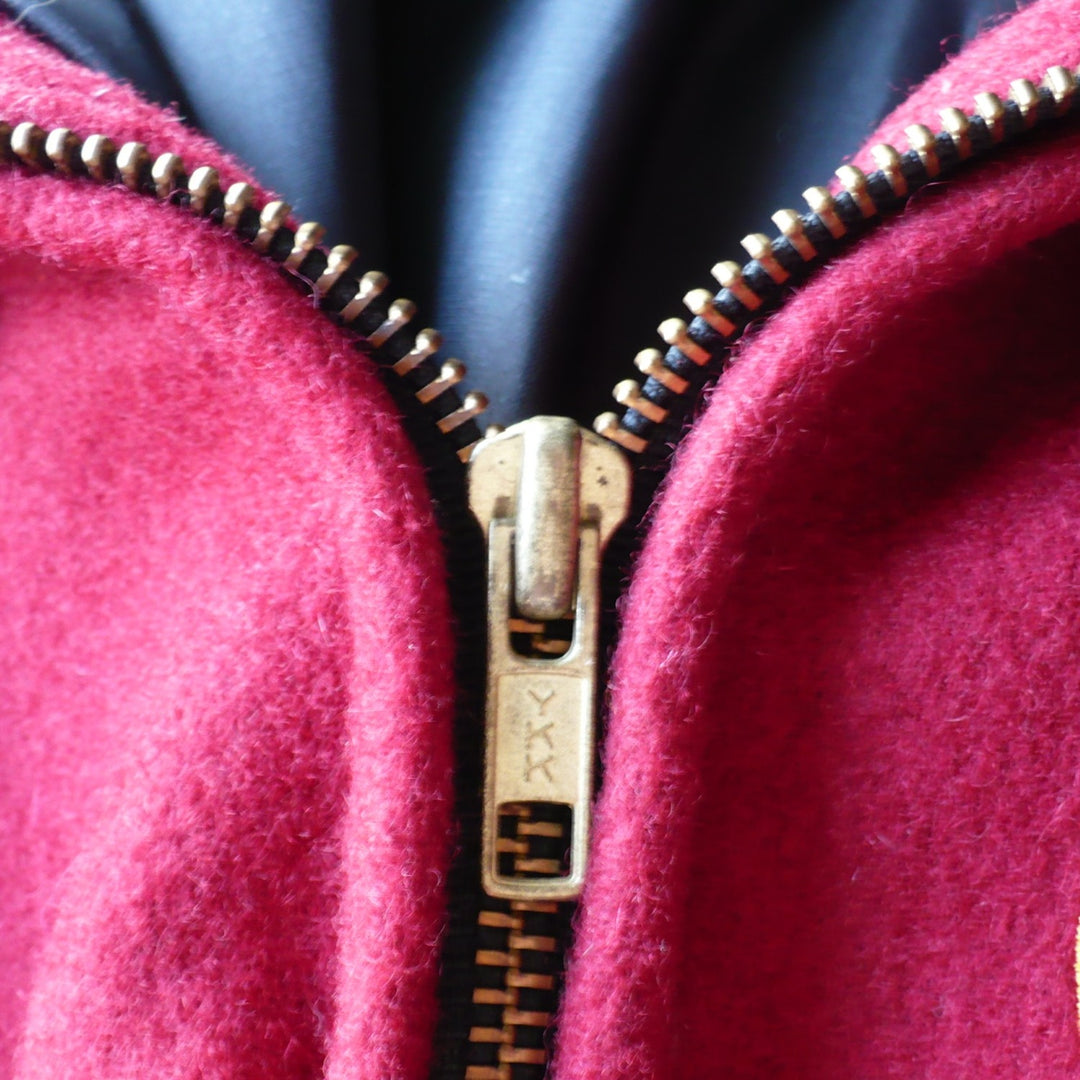 1980s Vintage Men's Red Wool Workwear Varsity Jacket Small.