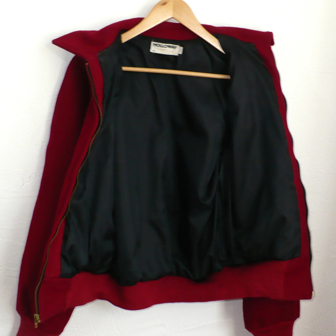 1980s Vintage Men's Red Wool Workwear Varsity Jacket Small.