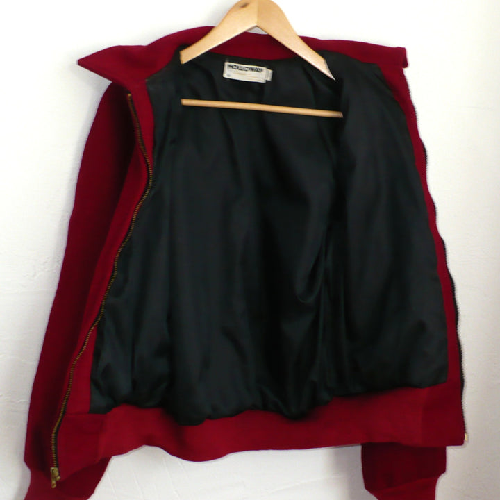 1980s Vintage Men's Red Wool Workwear Varsity Jacket Small.