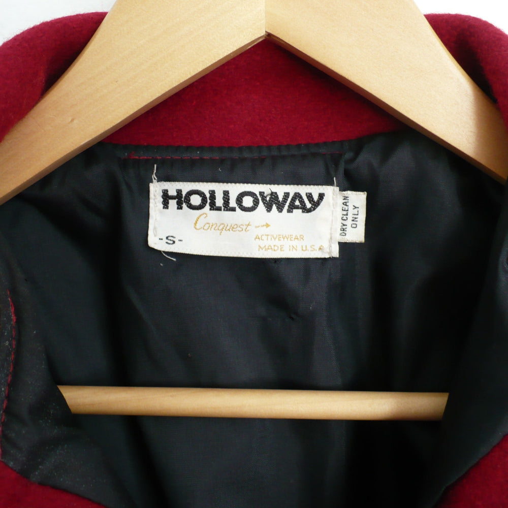 1980s Vintage Men's Red Wool Workwear Varsity Jacket Small.