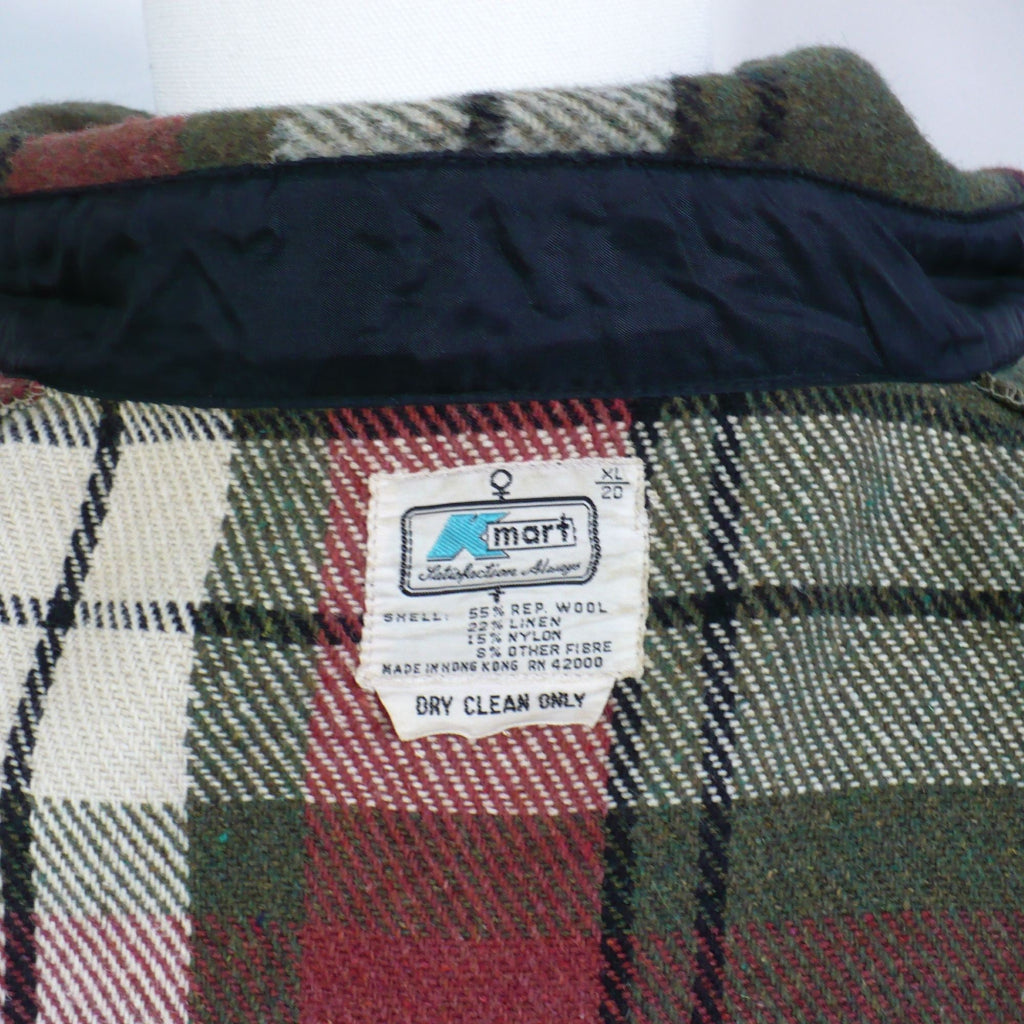 1960s Vintage Shacket Plaid Wool Jacket K mart label.