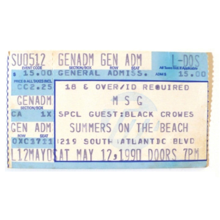 MSG McAuley Schenker Group Tour Ticket 1990 Black Crowes