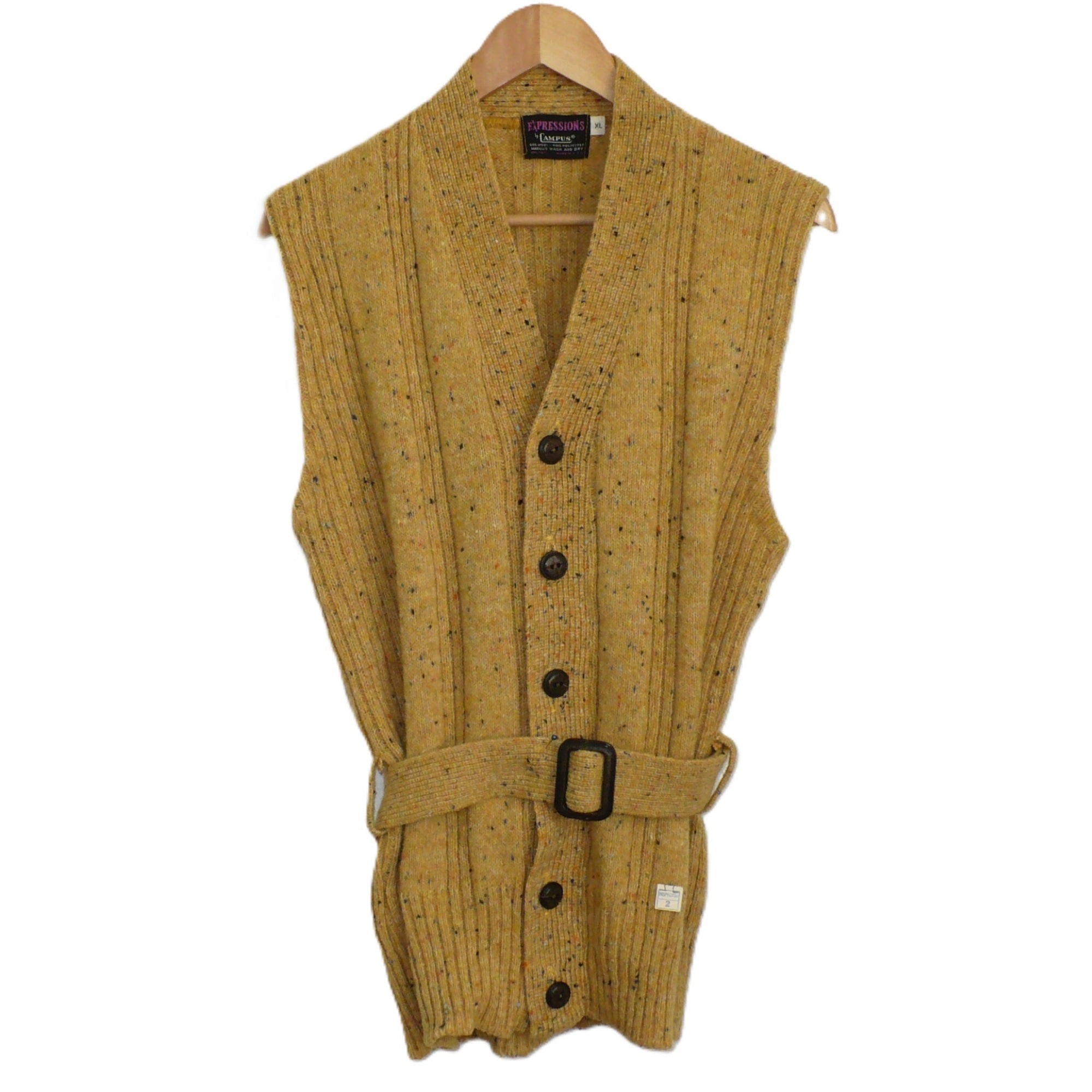 1970s Vintage Peacock Revolution, Mod Revival Men's Belted Sweater