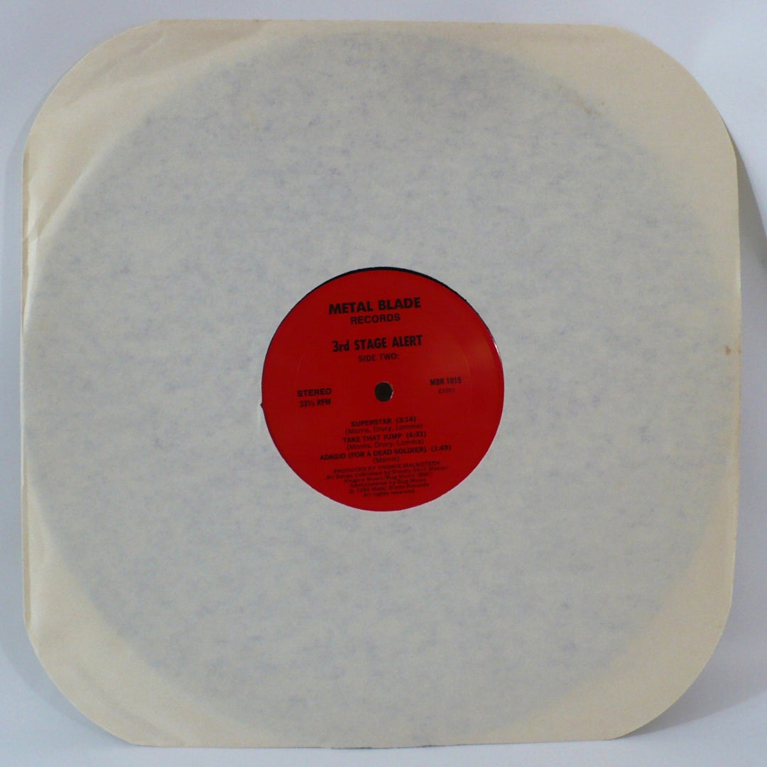 3rd Stage Alert 1984 12" Vintage Vinyl Record Yngwie Malmsteen back of sleeve.