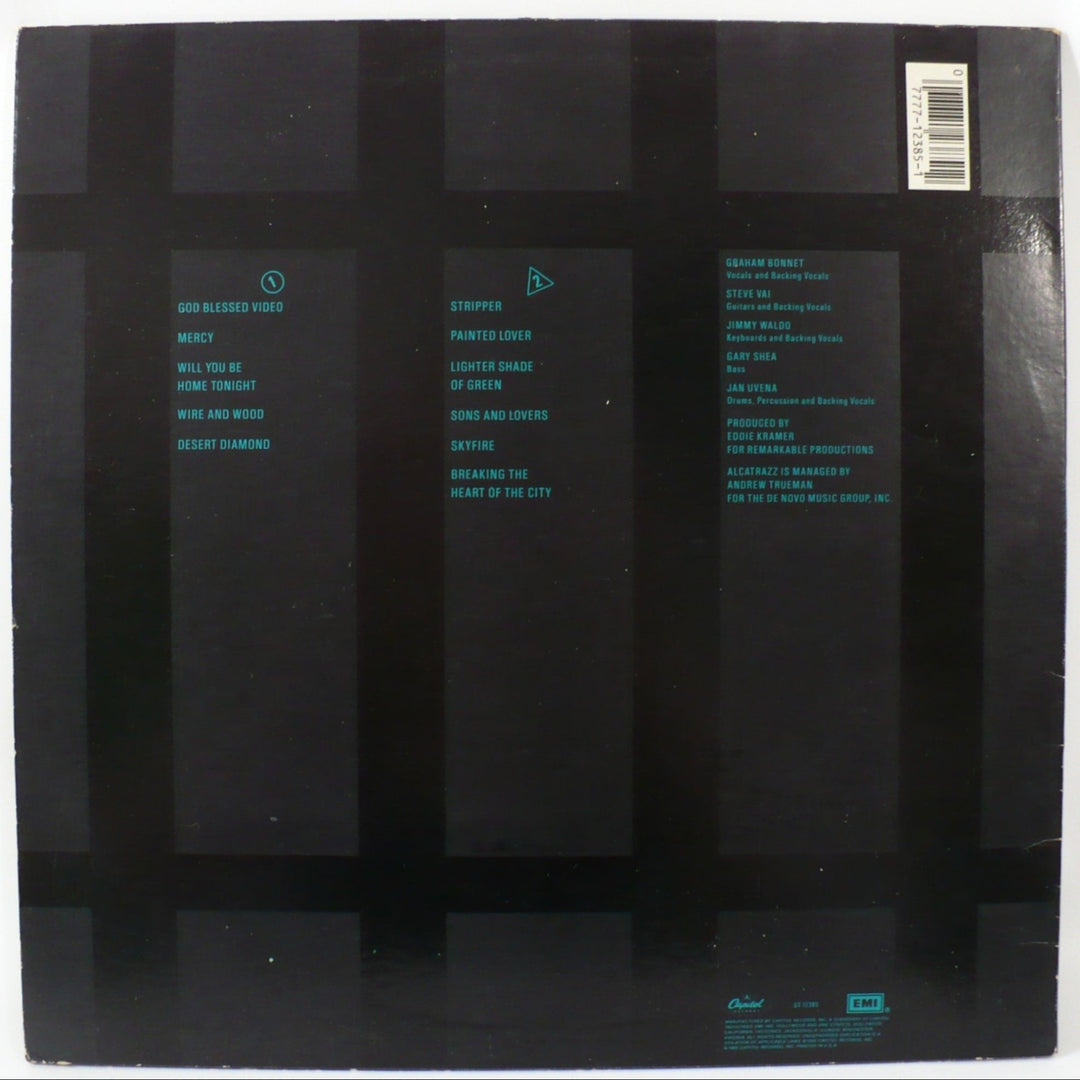 Alcatrazz Disturbing The Peace 1985 Vinyl Promotional Copy First Pressing back cover.