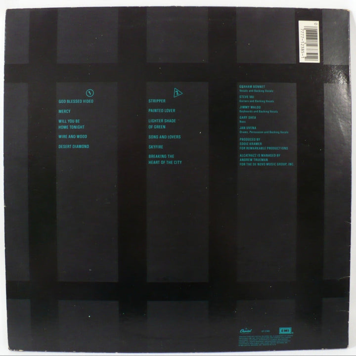 Alcatrazz Disturbing The Peace 1985 Vinyl Promotional Copy First Pressing back cover.