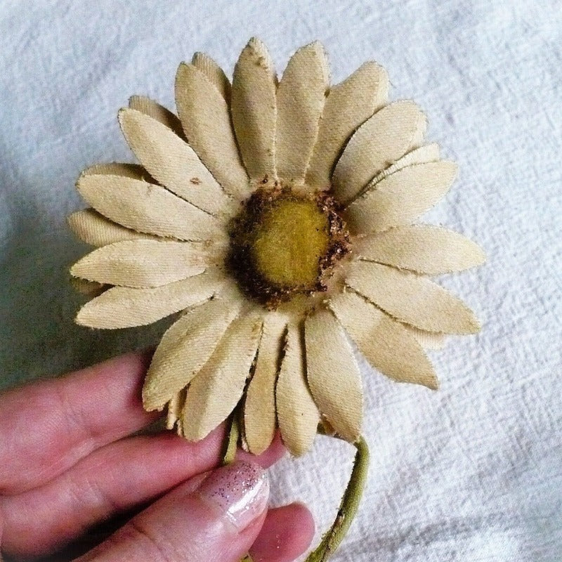 1860s Millinery Flowers (Set of 6), close up of one  held by hand.