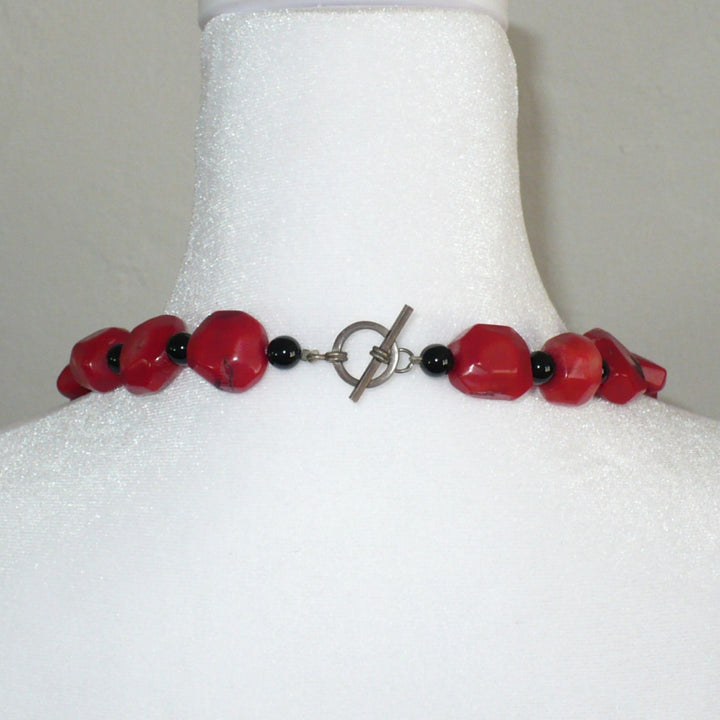 red coral necklace.
