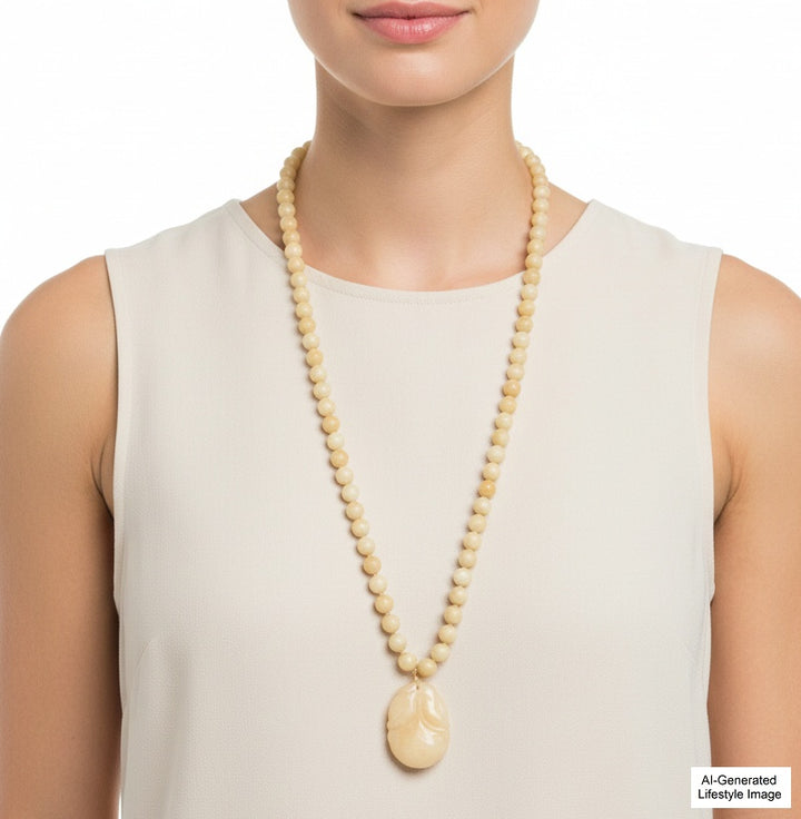 1970s Vintage Jade Bead Auspicious Persimmon Necklace