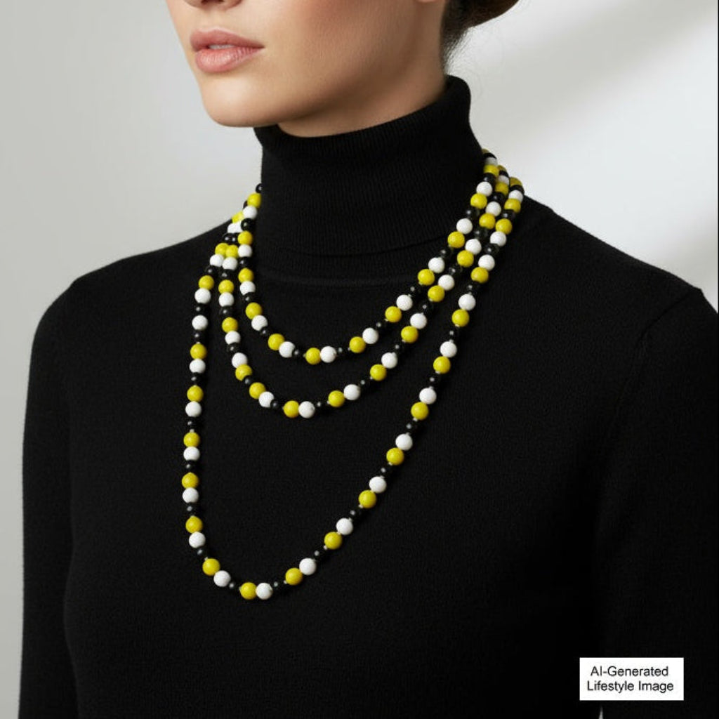 1920s Lampwork Glass Beaded Rope Necklace (59")