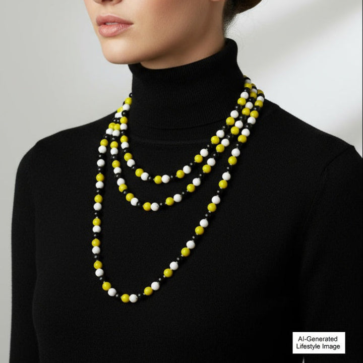1920s Lampwork Glass Beaded Rope Necklace (59")