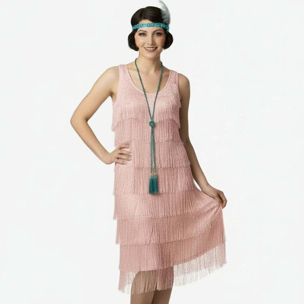 1920s Vintage Art Nouveau Blue Flapper Sautoir Lariat Necklace 64" on Gatsby model.