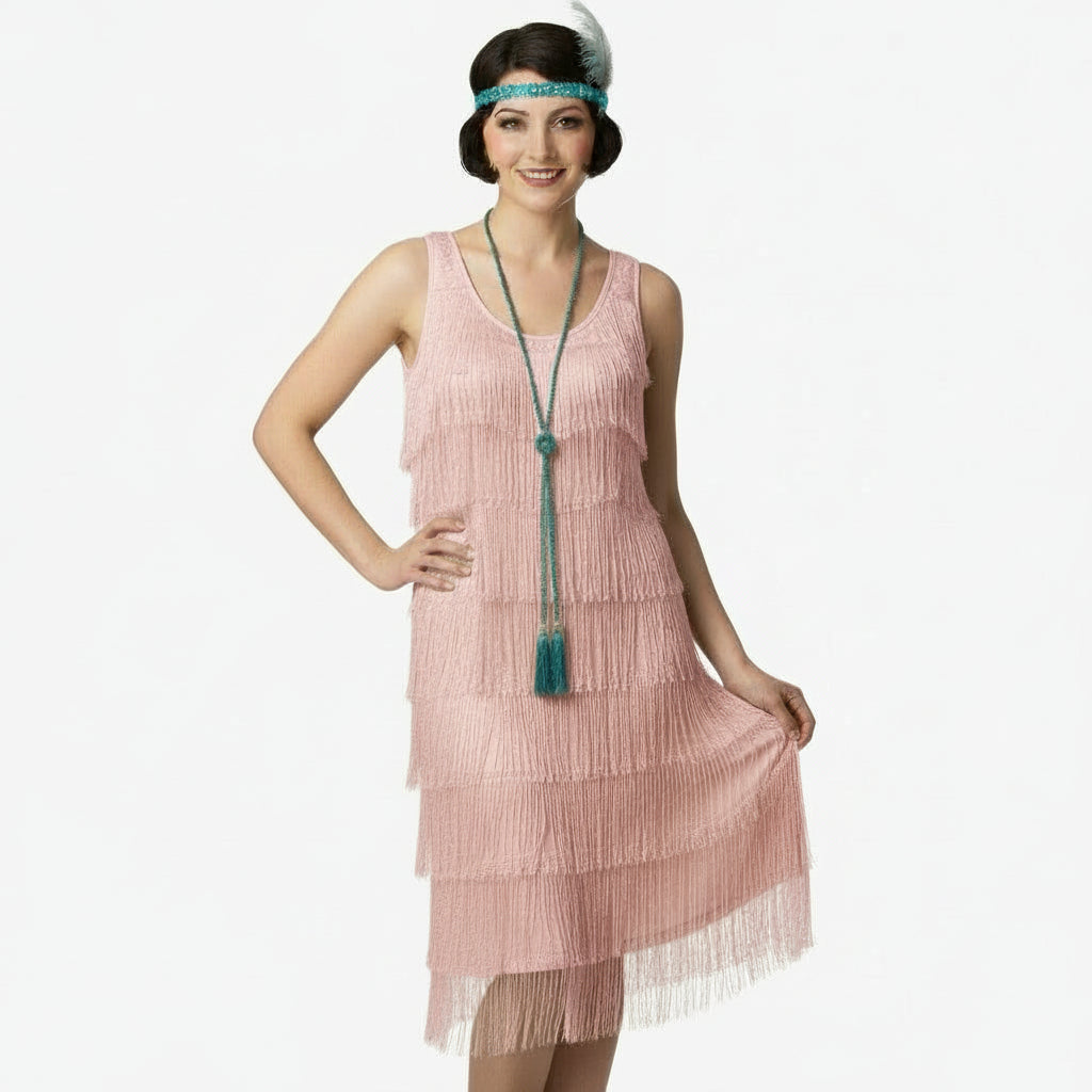 1920s Vintage Art Nouveau Blue Flapper Sautoir Lariat Necklace 64" on Gatsby model.