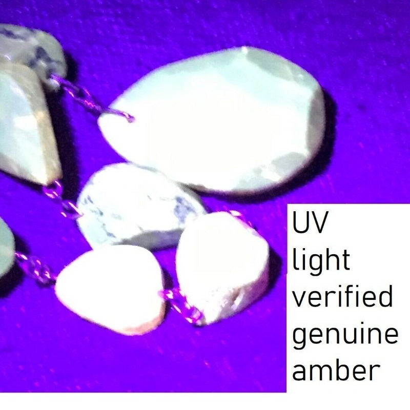 1910 Edwardian Lavallière Amber Necklace UV-Verified.