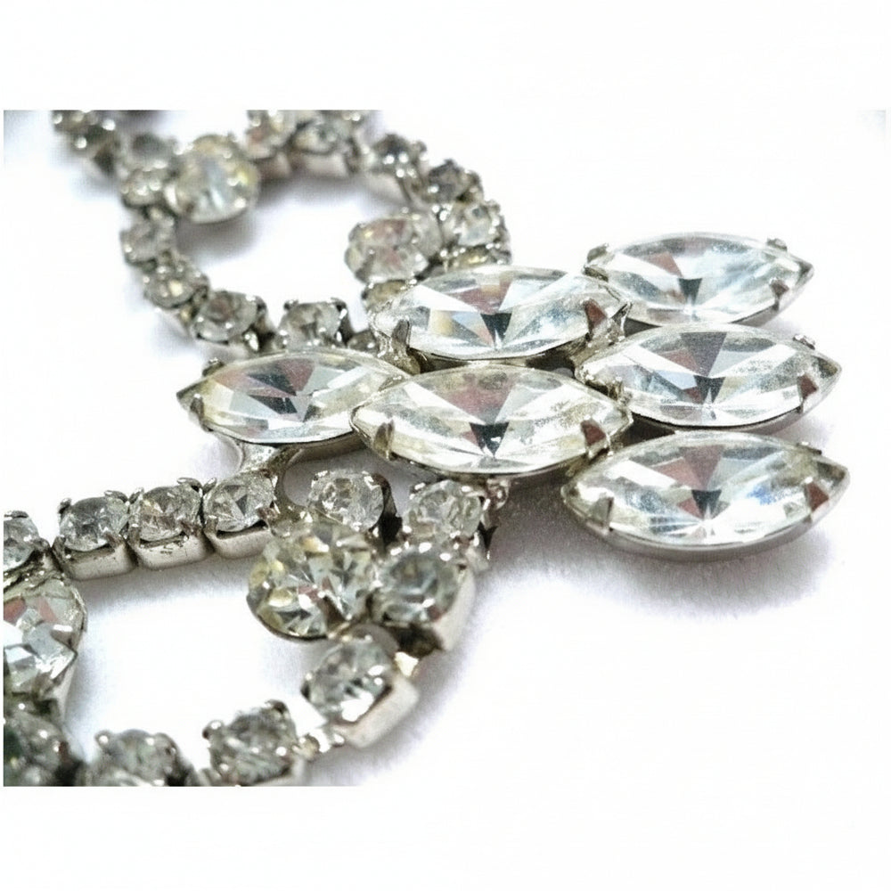 1950s Vintage Rhinestone Burlesque Bib Necklace.