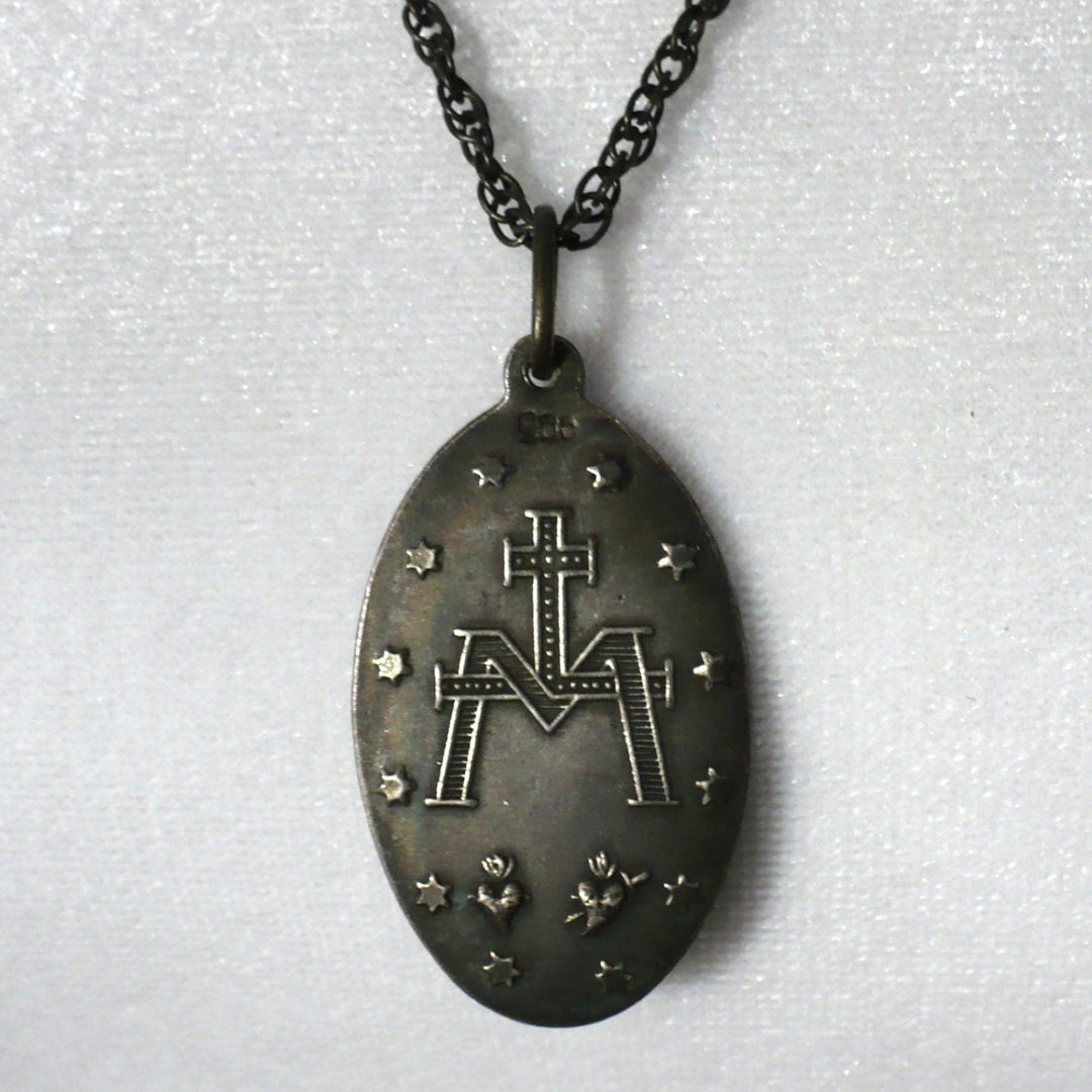 Victorian Miraculous Medal and Original Chain Necklace.