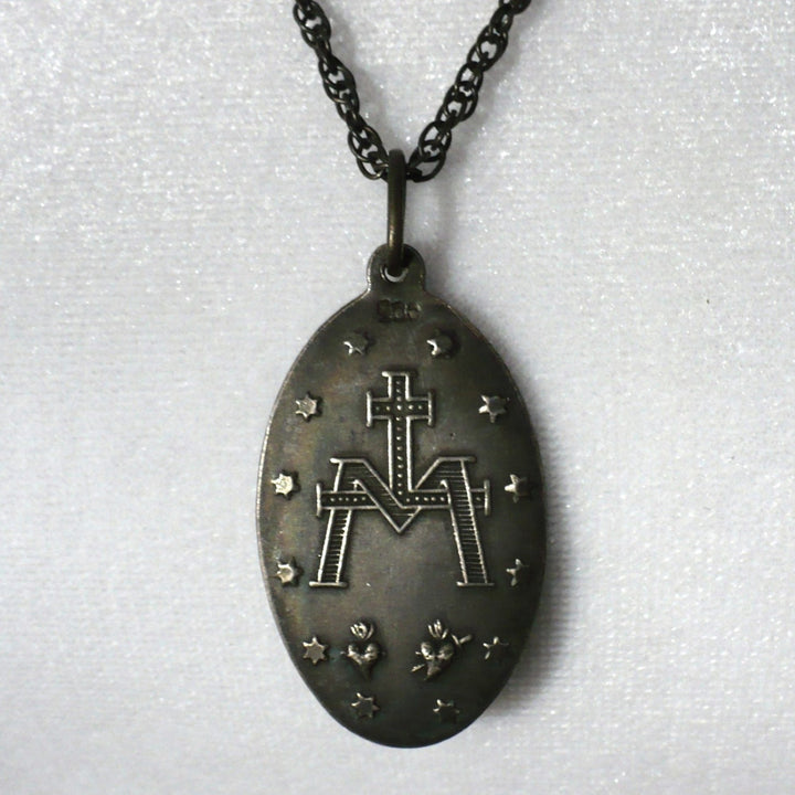 Victorian Miraculous Medal and Original Chain Necklace.