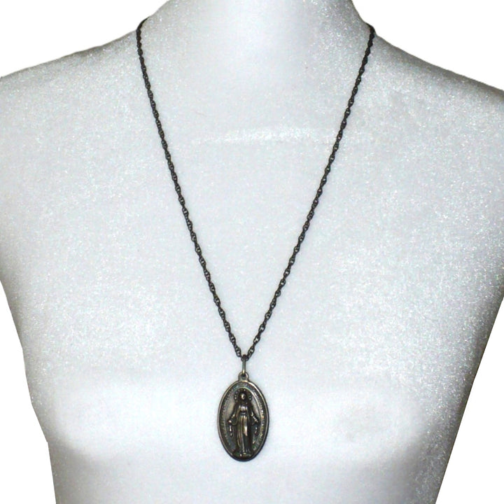 Victorian Miraculous Medal and Original Chain Necklace.
