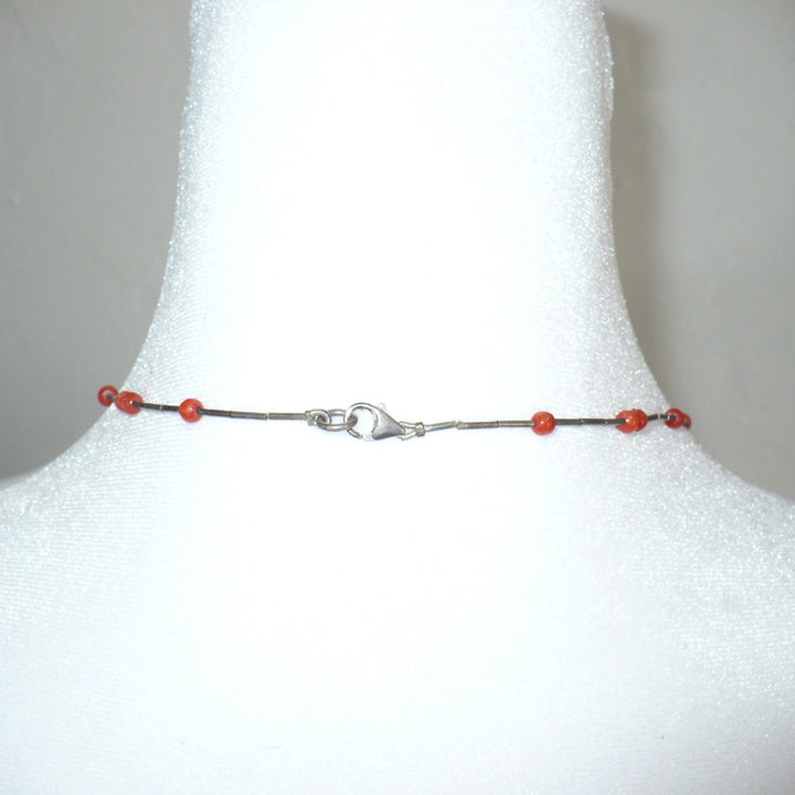 1960s Vintage Native Orange Coral Tagua Necklace.