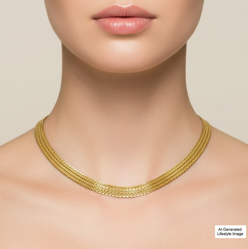 1940s Post-war Gold-tone Mesh Chain Necklace 17"