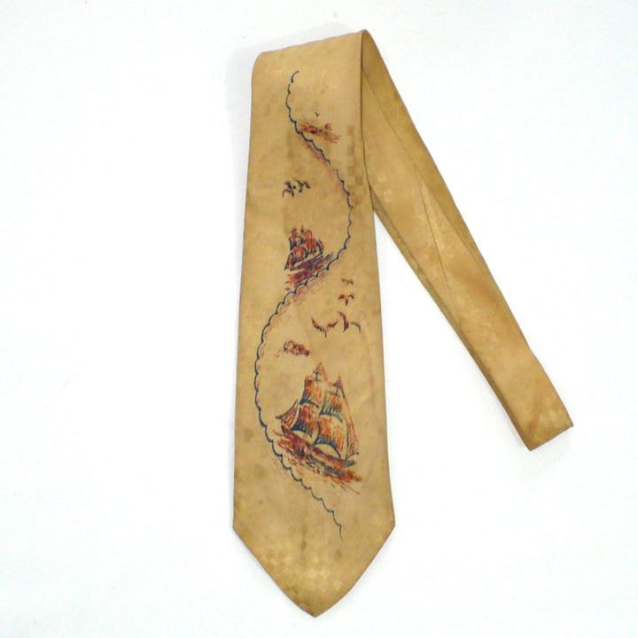 1950s Sail Into Style Hand Painted Necktie.