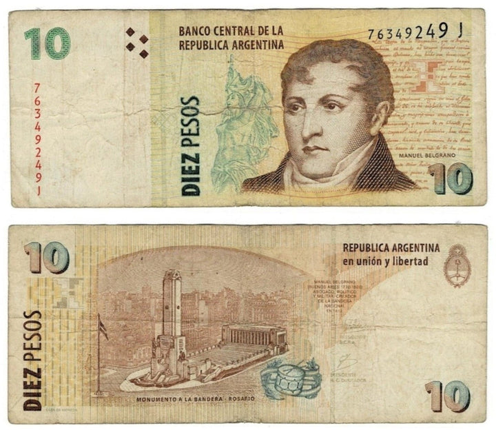 Argentina 10 Pesos 2003-2012 P 354 .