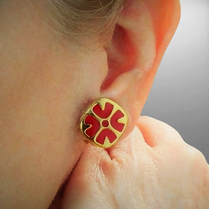 1980s Vintage Givenchy Regal Red Earrings