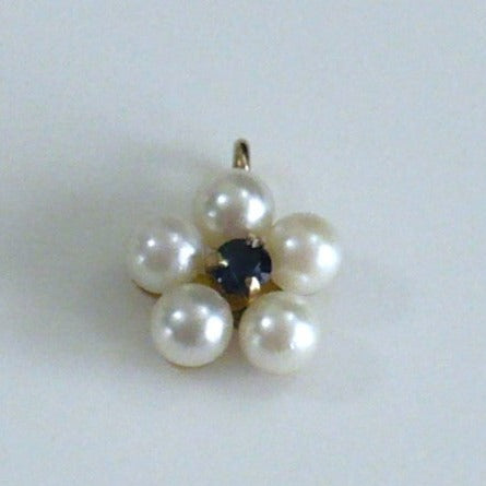 1970s Vintage Pearl Sapphire Pendant by Krementz