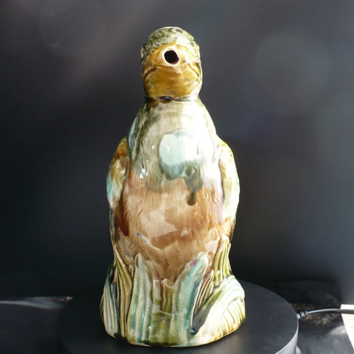 1910s Frie Onnaing Majolica Pitcher Canard dans les Roseaux Figural Duck in Reeds