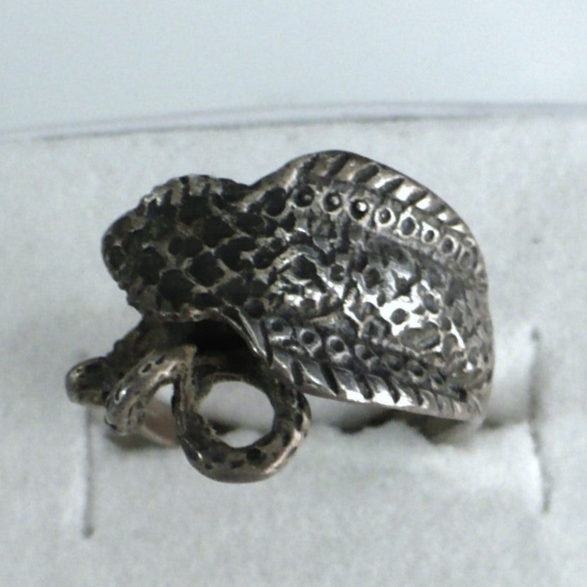 1980s Vintage Coiling Cobra Snake Ring Sterling Silver Size 6.75
