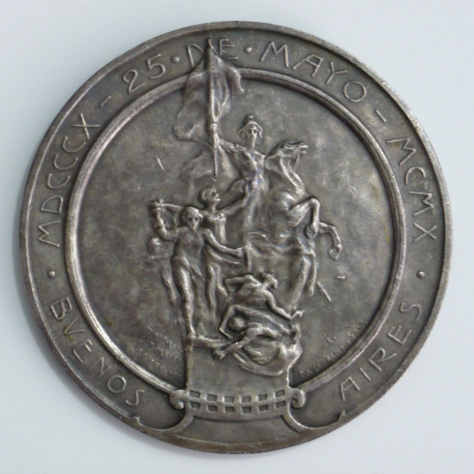 1910 Argentina Revolution Centennial Silver Commemorative Medal Exonumia