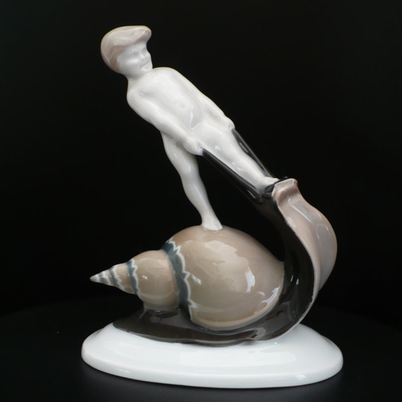 1924 Vintage Snail Ride by Albert Caasmann for Rosenthal Porcelain Figurine