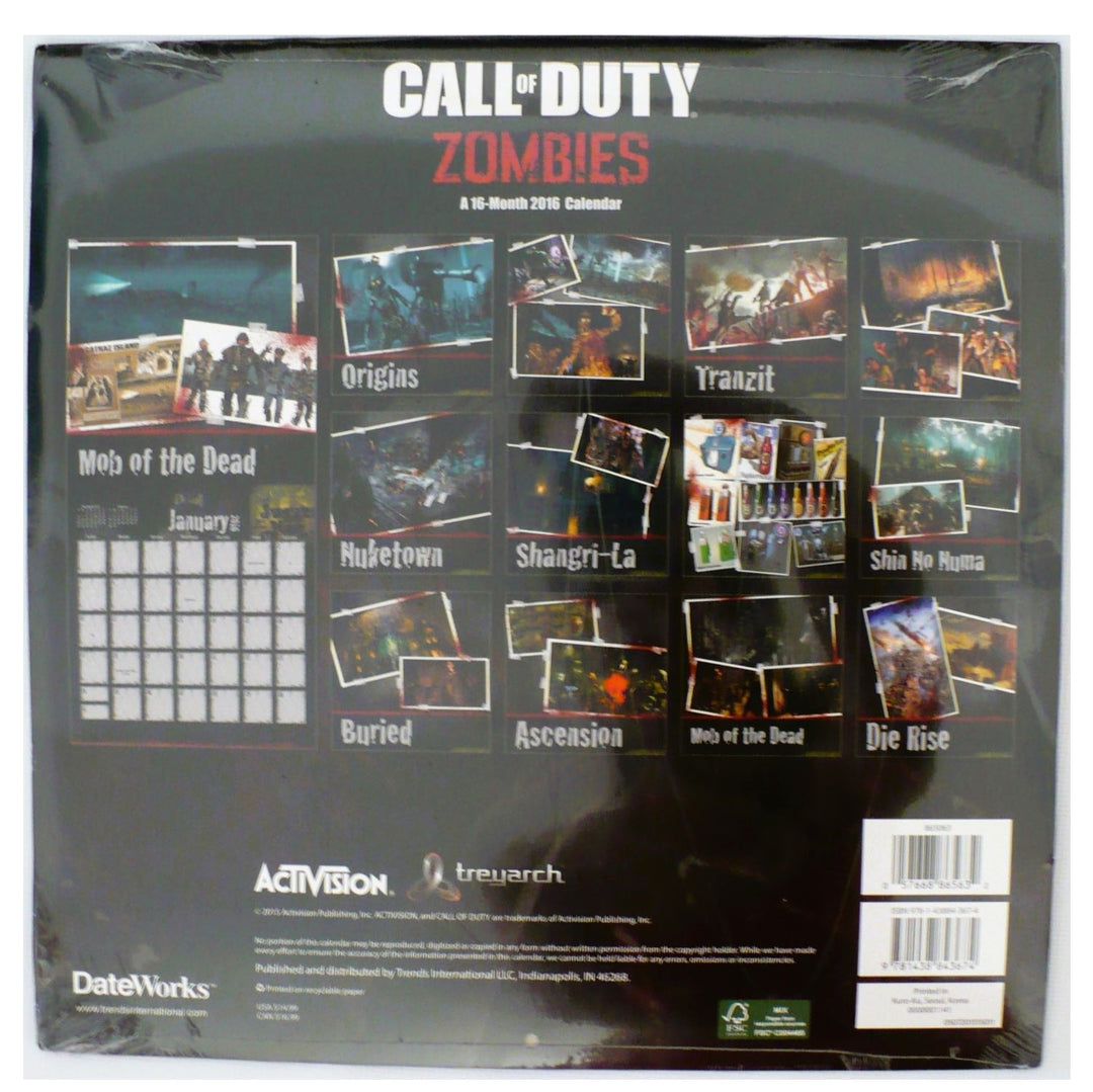 Call of Duty Zombies 16-Month Wall Calendar 2016.