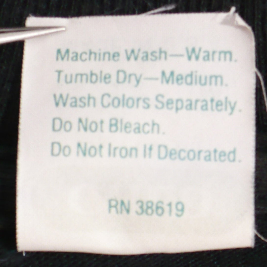 AC/DC Fly on The Wall Tour T-Shirt back side tag shows acre instructions also shared in description.