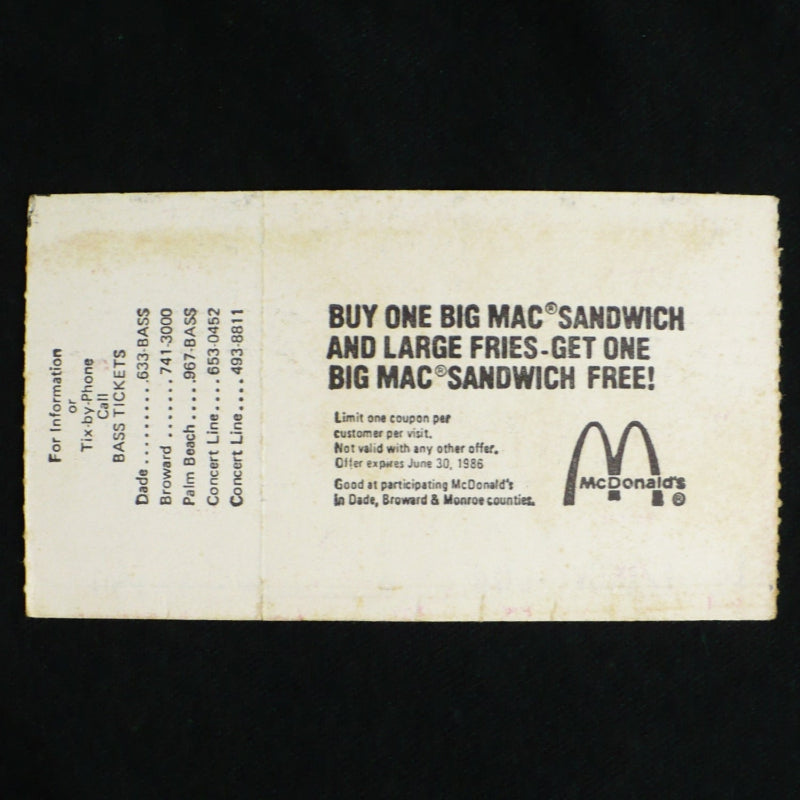 AC/DC Fly on The Wall Tour back of ticket stub 1985.