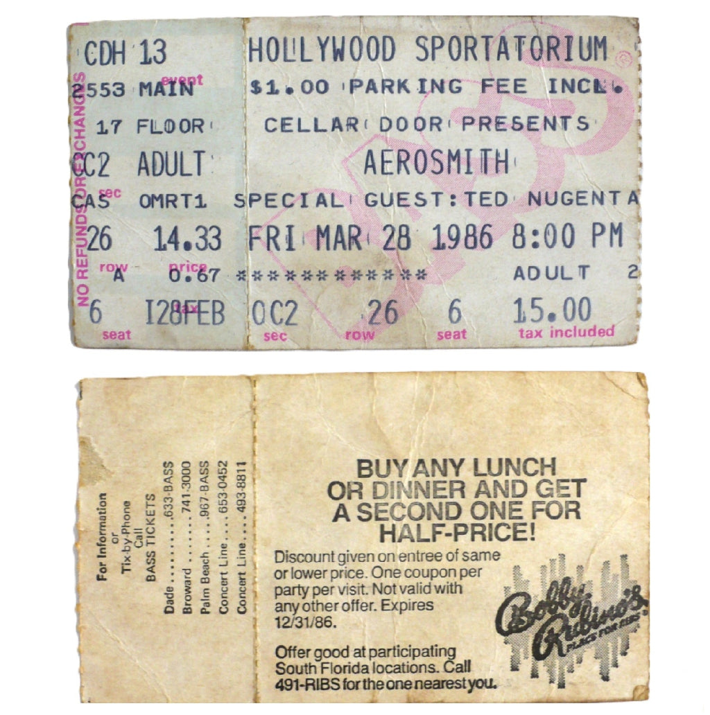 Aerosmith Done With Mirrors Reunion front and back of Ticket stub.