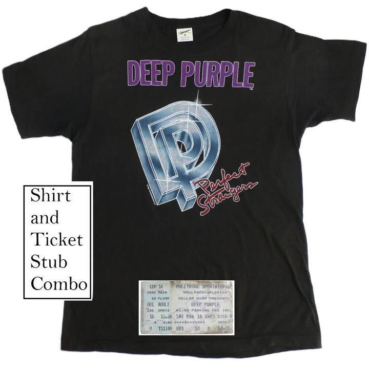  1985 Deep Purple Perfect Strangers Tour T-Shirt & Ticket.