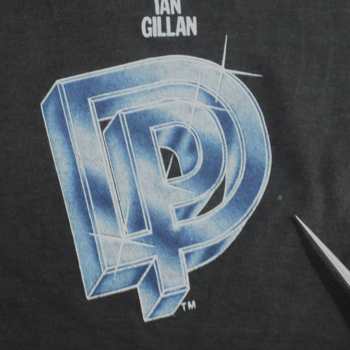  1985 Deep Purple Perfect Strangers Tour back of T-Shirt showing tiny white spot by the logo.