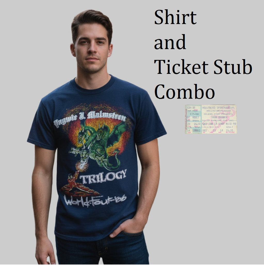 86-87 Vintage Yngwie Malmsteen Trilogy Tour T-Shirt & Ticket Stub