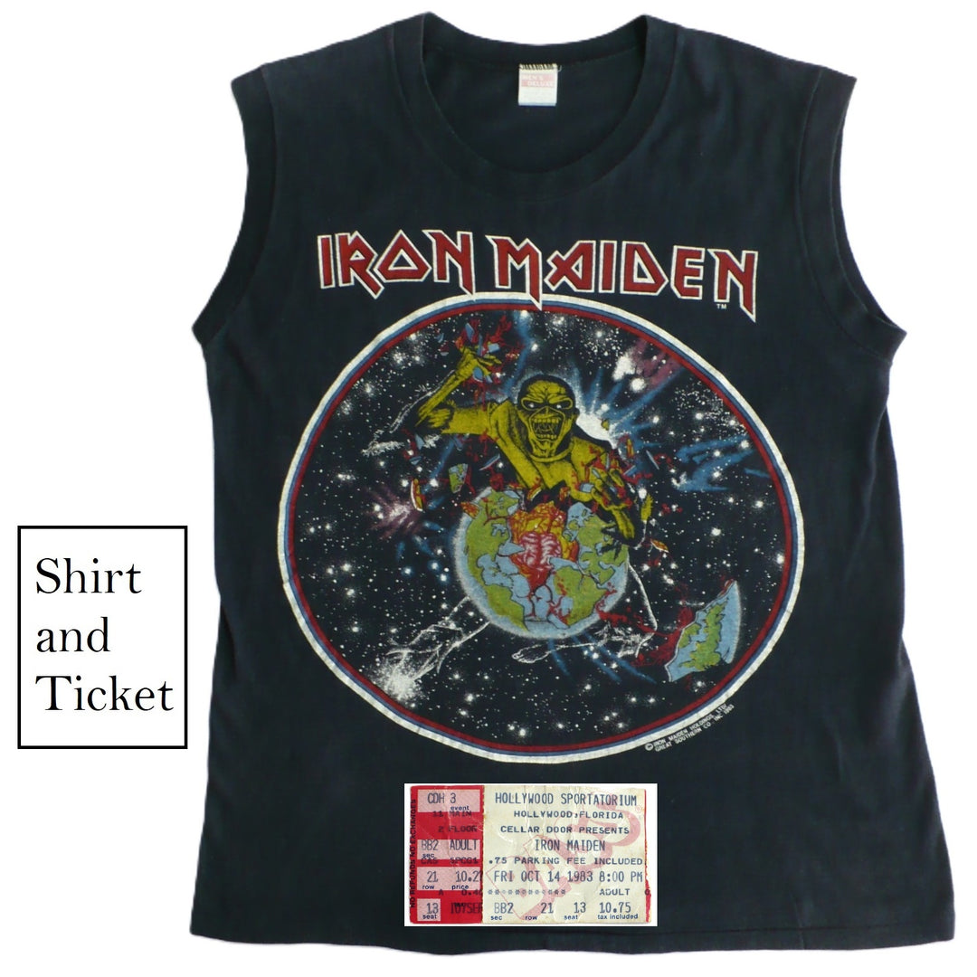 Iron Maiden World Piece Tour Shirt & Ticket 1983.