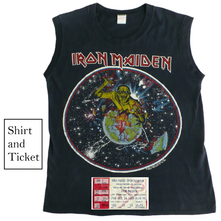 Iron Maiden World Piece Tour Shirt & Ticket 1983.