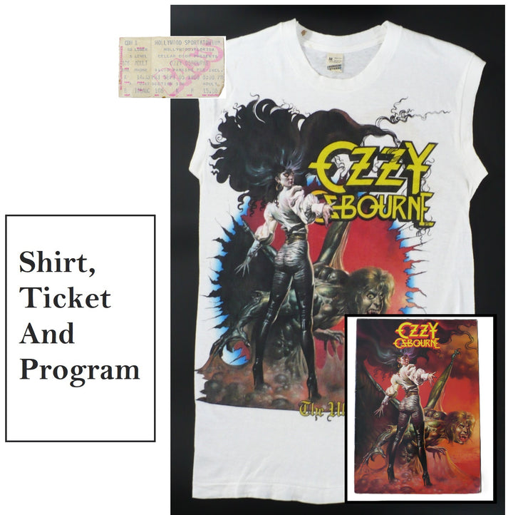 Ozzy Osbourne Ultimate Sin Tour Shirt, Program & Ticket 1986.