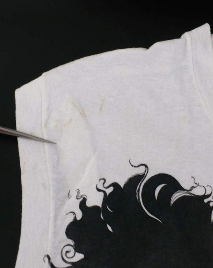 Ozzy Osbourne Ultimate Sin Tour Shirt shows stains at left front right armhole area