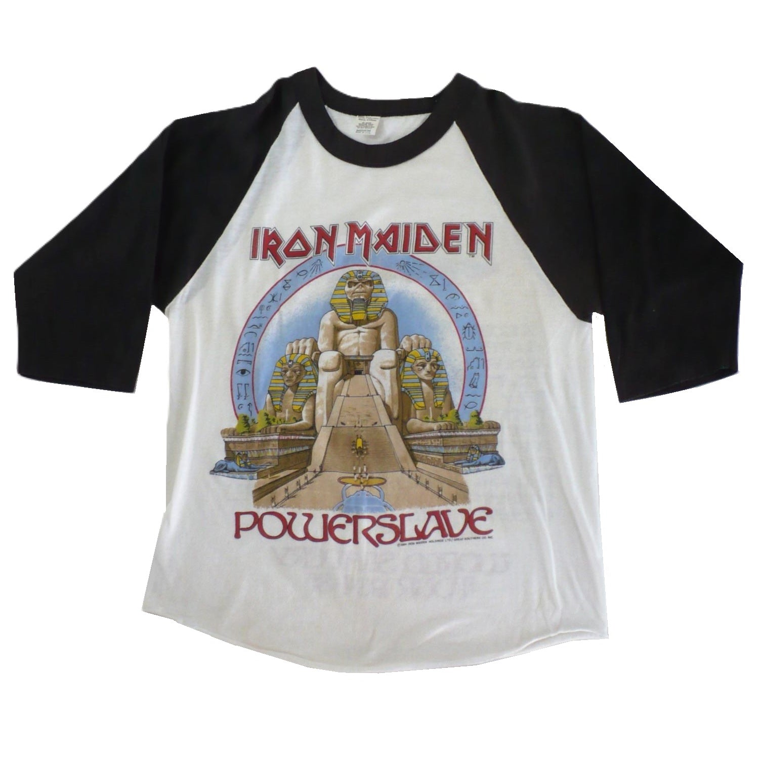 Vintage Iron Maiden Powerslave World Slavery Baseball T-Shirt 1984