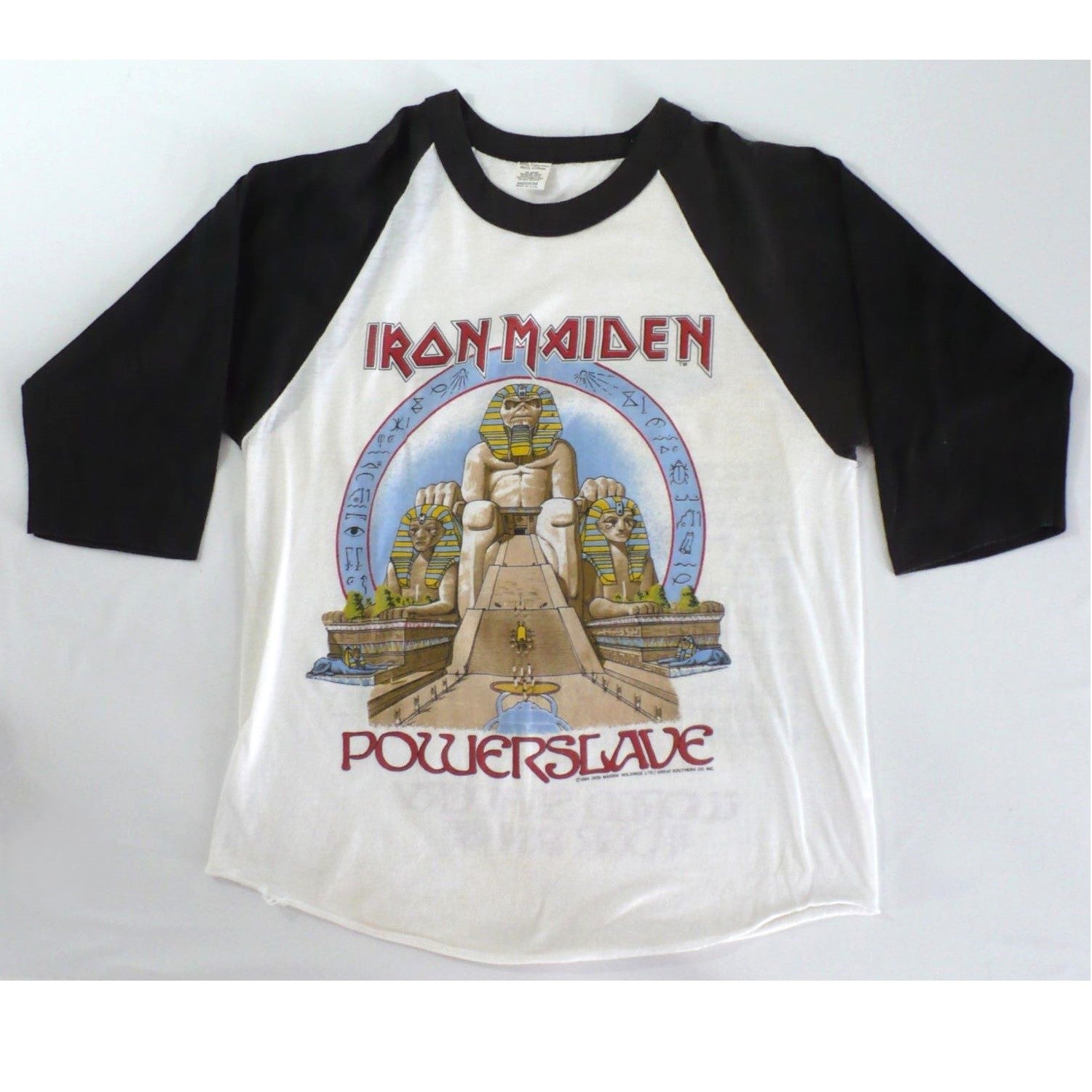 Vintage Iron Maiden Powerslave World Slavery Baseball T-Shirt 1984