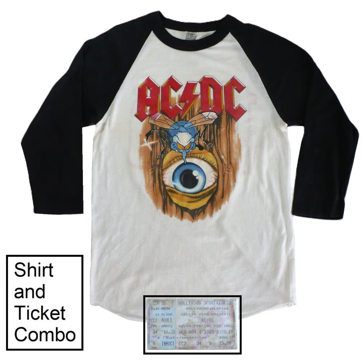 AC/DC Fly on The Wall Tour Shirt & Ticket 1985