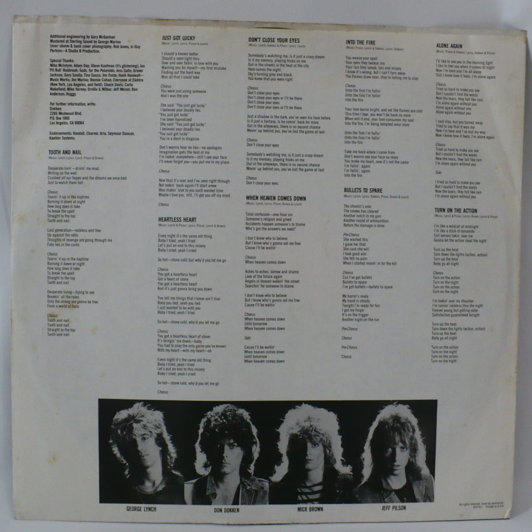 Dokken Tooth and Nail 1984 Vintage Vinyl Record Elektra 9 60376-1.