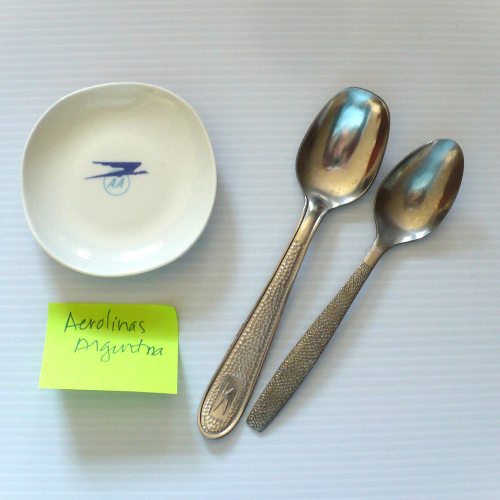 1950 Vintage Aerolineas Argentina Butter Pat Dish Aviation Catering & Flatware.