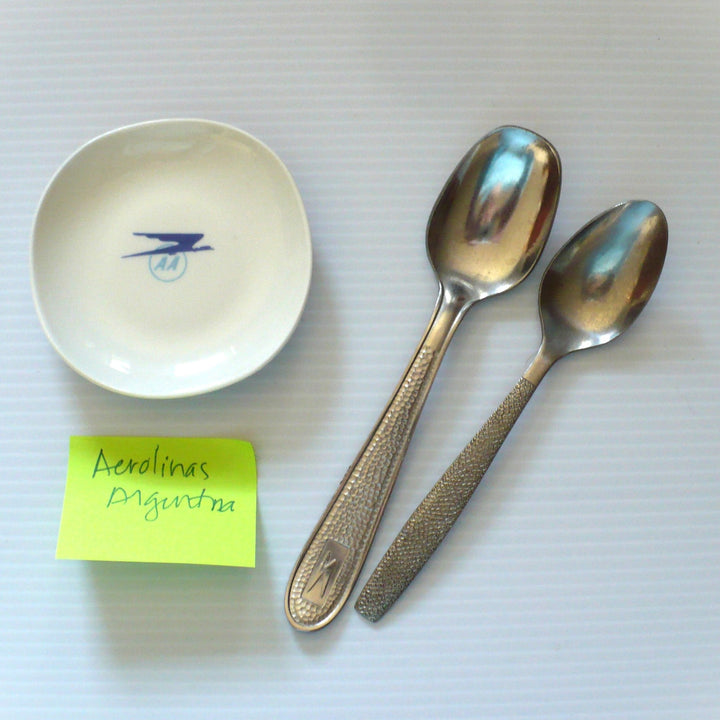 1950 Vintage Aerolineas Argentina Butter Pat Dish Aviation Catering & Flatware.