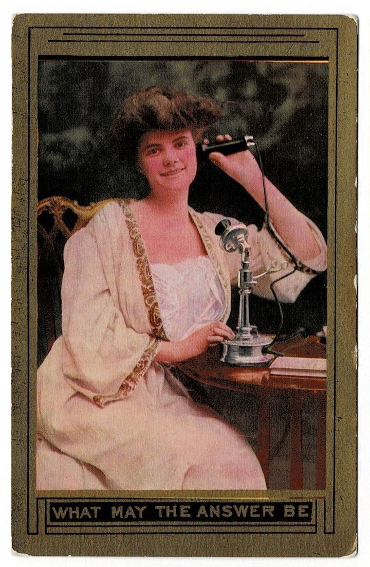 1909 Captivating Phone Call Vintage Romance Postcard